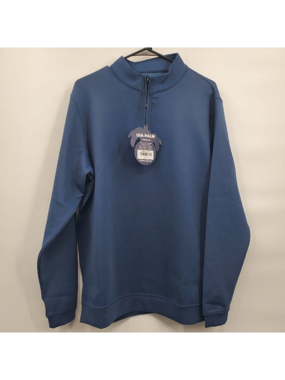USA PALM Cloud 1/4 Zip Long Sleeve Sweater Top Men Size Large NWT Navy UPF50+
